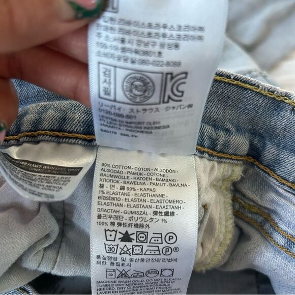 Women's Light Blue Distressed Straight Leg Jeans - Picture 11 of 13